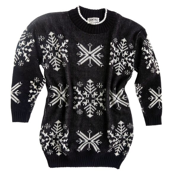 Ricki by Miss Erika Snowflake Sweater Vintage 80s Acrylic Knit Pullover Medium - Picture 3 of 7